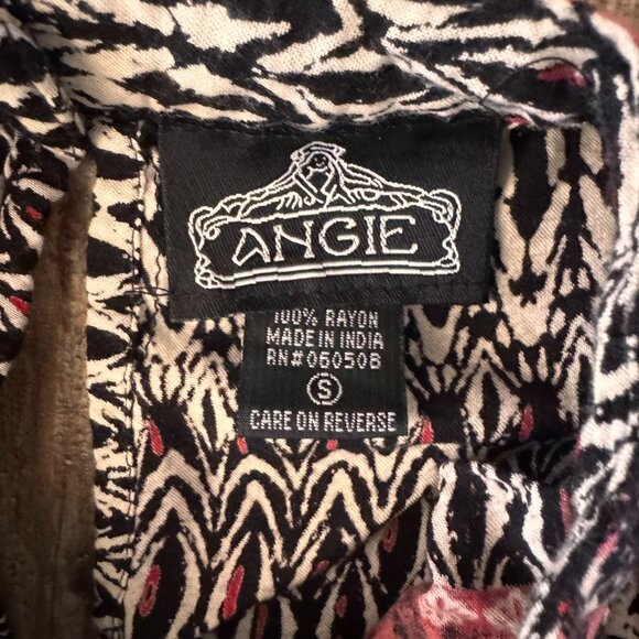 Angie Women Bohemian Wide Leg Jumpsuit Mock Neck Keyhole Detail Size S Artsy Vtg - Picture 4 of 7